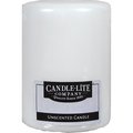 Candle-Lite Candle Lite White No Scent Pillar Candle 4 in. H 1593595